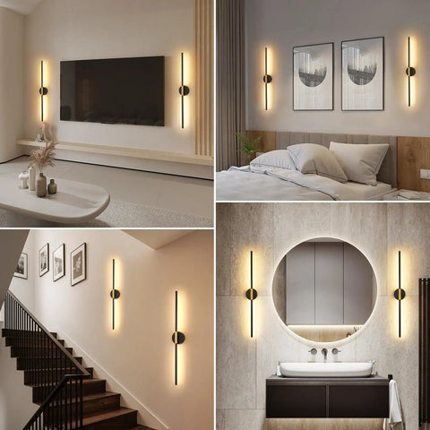 Rechargeable Battery Operated Wall Sconces Set Of 2 No Wiring Needed Gold And Black LED Wall Lights in various room settings