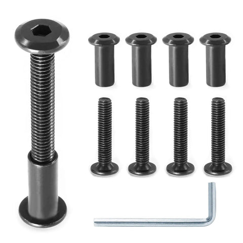 10 Pack M6x40mm Hex Socket Cap Bolts With Allen Wrench Set Includes 10 Barrel Nuts For Furniture Connectors Crib Replacement Cabinets Black Finish Heavy Duty Countersunk Screws 20 Pieces Total