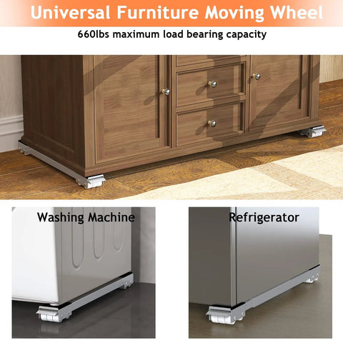 Extendable Appliance Dolly For Heavy Duty Moving under cabinet with non-slip roller base for easy glide, supporting washing machine.
