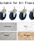 Heavy Duty Swivel Caster Wheels With Brake Thermoplastic Rubber Rollers and M10X30mm Threaded Stem suitable for all floor types.
