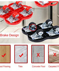 Brick Solid Heavy Duty Machinery Mover Dolly Featuring Silent Rubber Omnidirectional Casters And Quick Lock Brakes close-up of casters and brake design.