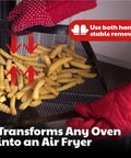 Nonstick Oven Air Fryer Basket For Even Bakes No Flip Required And Crispy Results For Pizza Fries Chips And More With Less Oil Easy Cleanup Dishwasher Safe with fries