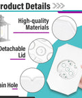 Three Pack 8141DBL Siding Mounting Block Kit, Pro Grade For Half Inch Lap Double And Four Inch Vinyl Siding, Weather Resistant Plastic Outdoor Mounting Plate, Durable Block For A Secure Professional Looking Install. White octagonal mounting block with detached lid and drain hole