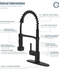 Technical diagram of Black Kitchen Faucet With Soap Dispenser And LED Temperature Indicator Pull Down Sprayer Single Handle