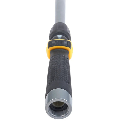 Close-up of RelaxGrip Eight Spray Patterns Watering Wand 15 Inch handle with thumb control feature, showing ergonomic design.