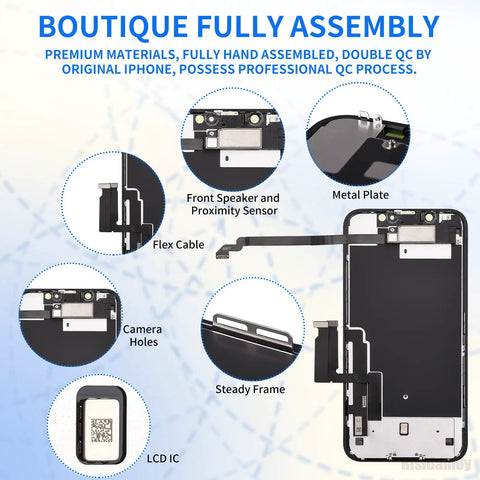 IPhone XR 6.1 Inch Screen Replacement Kit With Earpiece And Proximity Sensor, LCD Display And 3D Touch Digitizer Front Assembly details