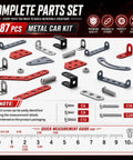 Components of Metal Model Racing Car Kit With 287 Pieces For Kids 8 Plus STEM Building Toy Real Screws Nuts Bolts And Tools