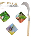 Durable Manganese Steel Weeding Sickle With Long Wooden Handle For Garden Cleanup And Yard Work Manual Weed Removal Tool Multipurpose Gardening Knife For Grass Vines And Bushes
