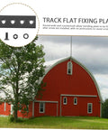 Heavy Duty Sliding Barn Door Track Connector Kit For Replacement And Repair with flat fixing plate against red barn background