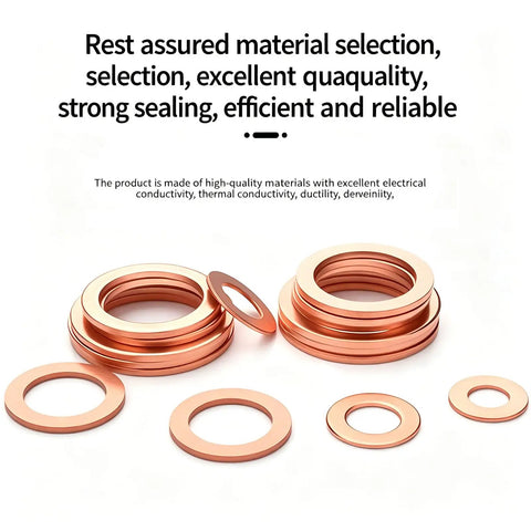 Top Tier Metric Copper Flat Washers Kit Holds 360 Durable Sealing Fasteners In 12 Sizes From M5 To M20 For Car Plumbing And Home Repair Fixing Leaks With Heat Resistant Durability Perfect For Pro Mechanics Or DIY Guys Looking To Score A Bumper Bargain On copper washers shown in assorted sizes