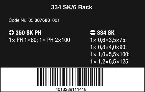 Kraftform Plus 334 SK Pro Grade Six Piece Screwdriver Set label with sizes and barcode displayed.