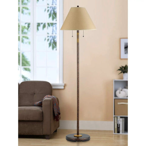 Soho Two Light Floor Lamp With Rust Finish, Classic Traditional Style, 59 Inch Tall With Dual Bulbs, Dope Ambient Glow For Living Rooms