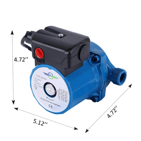 No Fuss 3Speed Hot Water Circulation Pump 93 Watt 110V Recirculator For Solar Heating and Faucet Plumbing, 4.72" x 5.12"