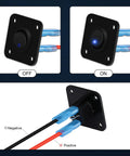 Blue Round LED Toggle Switch Panel 12V 20A SPST On Off Marine Grade Control For Boats RVs Campers Trailers Buses Yachts And Other Mobile Vehicles For Marine Electrical Systems And Recreational Vehicle Setups Dockside Ready black round switch panel with wiring, ON and OFF