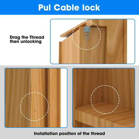 Pull cable lock mechanism for Pivot Door Hinges Heavy Duty Stealthy Hidden Hinge Kit installation in wood secret doors.