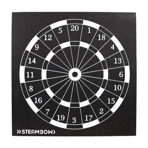 Black dartboard pattern on durable crossbow target for AR-Series arrows, range-ready practice target for outdoor range.