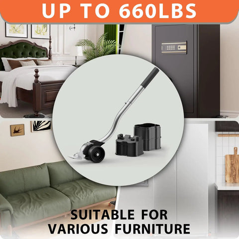 Lengthening Furniture Lifter Tool With Height Adjustable Base For Easy Moving Of Heavy Furniture Up To 660 Lbs Sliders And Wheels Lift Aid