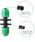 Detailed view of fittings and connectors in 52 Ft 1/2 Inch Drip Irrigation Tubing Main Line Kit For Garden Watering System
