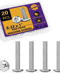 20 Pack 6-32 x 1 Inch Phillips Pan Head Stainless Steel Machine Screws 304 for Electrical Outlets, Wall Plates, Cabinets