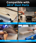 4 Inch Magnetic Dust Collection Quick Connect Kit, 4 Pack Hose Fittings With Handle For Woodworking Tools, compatible with table saws, jointers, sanders, and planers.