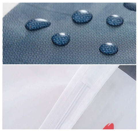 Washing Machine Cover Front Load Waterproof Dustproof Protector With Zipper Access showing water-resistance and close-up zipper view.
