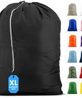 Heavy Duty Nylon Laundry Bag With Locking Drawstring, Large 30x40 Inch Capacity, Holds Up To Two Loads, Machine Washable, Black.