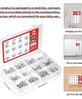 600 Piece M3 M4 M5 Sliding T Nuts And Hex Button Head Screws Kit in open box with compartments, hanging, drawer, table placement options
