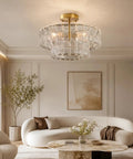 Artpad 19.69‑Inch Modern Ceiling Pendant Light, LED Living Room Lighting with glass shade above a cozy sofa