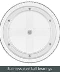 Top view of Two Pack Fluted Lazy Susan Plastic Spinner Turntable showing stainless steel ball bearings, 9 inch round, clear.