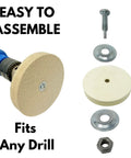 Transform Your Bench Grinder With These Heavy Duty 6 Inch Hard Felt Buff Wheels, A Rock Solid Pack Of Two Featuring Dense Wool And A Dead Easy Half Inch Arbor Adapter For Knockout Shines On Metal Glass And Knives. Easy to assemble buff wheel with hardware fitting any drill.