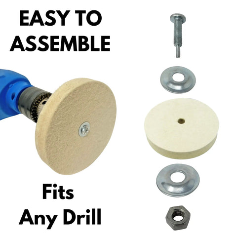 Transform Your Bench Grinder With These Heavy Duty 6 Inch Hard Felt Buff Wheels, A Rock Solid Pack Of Two Featuring Dense Wool And A Dead Easy Half Inch Arbor Adapter For Knockout Shines On Metal Glass And Knives. Easy to assemble buff wheel with hardware fitting any drill.