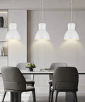 BoostArea White Pendant Light Kitchen Island, Modern Pendant Light Fixtures above dining table with gray chairs.