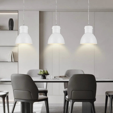 BoostArea White Pendant Light Kitchen Island, Modern Pendant Light Fixtures above dining table with gray chairs.
