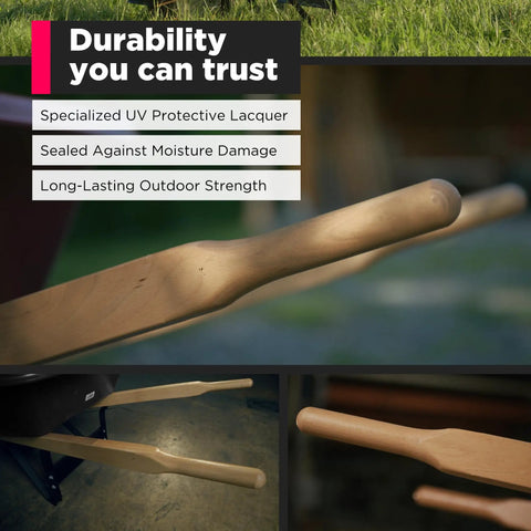 Heavy Duty Wheelbarrow Handle Set Built Tough From American Hardwood, Shock Absorbing Grips, One And Five Eighths Inch Fit