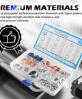 90 Piece Oil Drain Plug Gasket Kit With Crush Washers For M11 M12 M14 M16 M18 M20 Sizes in clear storage box