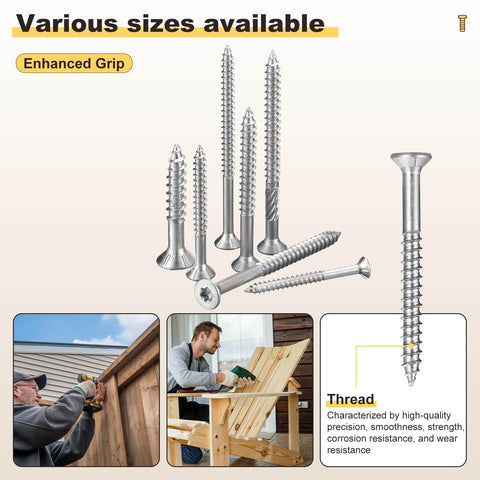 410 Stainless Steel Deck Screws Seven By One And Five Eighths Inch 100 Pack Torx T15 Drive Beefy Outdoor Wood Fasteners.