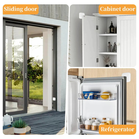 Silicone Door Stoppers And Wall Protectors Set With Self Adhesive Bumpers on sliding door, cabinet, and refrigerator.
