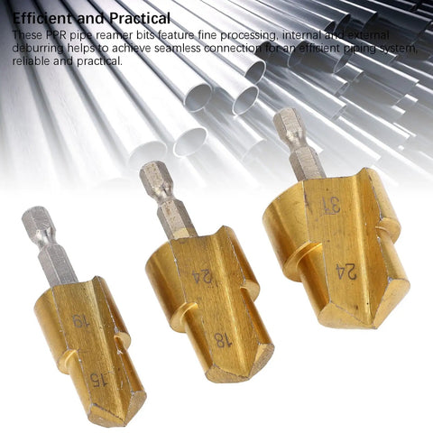 Premium High Carbon Steel Step Drill Bits For PVC And PPR Pipes With Hex Shank 3 Piece Reamer Set Includes Sizes 19mm 24mm And 31mm Perfect Expander Kit, 3 bits