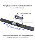 Easy Adjustable Side Release Buckle Three Quarter Inch Plastic Snap Buckle Clips For Backpack Straps Replacement No Sewing Needed Dual Side Length Adjustment Ideal For Outdoor Gear And DIY Projects And Everyday Pack Upgrades showcased with black webbing.
