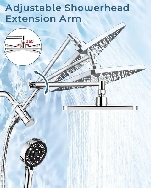 Ultra Wide Rain Shower Combo With Handheld High Pressure Chrome Finish Delivers Top Shelf Water Flow For Your Daily Bathroom Glow Up And Soothing Personal Care Sessions