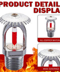 Top Shelf Copper Fire Sprinkler Heads 10 Pack Heavy Duty Quick Activation 155 Fahrenheit Upright Spray Half Inch Thread Solid safety gear with red glass bulb.