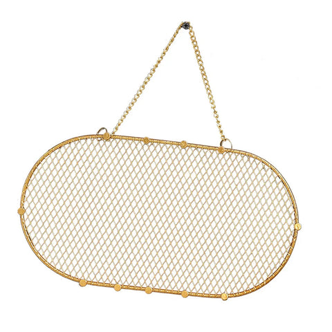 Wall Mounted Jewelry Organizer With Grid Design For Earrings Necklaces Bracelets And Watches in a dope sleek iron gold finish display rack