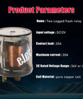 2 Pin 12V LED Flasher Relay For Vehicle Turn Signals Fixes LED Flicker In Cars, Motorcycles And Trucks with copper coil