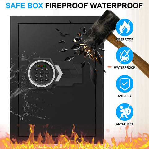 Massive 3.4 Cu Ft Home Safe Water Resistant And Fireproof With Digital Lock Smart Alarm Anti Theft Security illustration