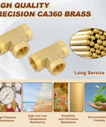Beefy Two Pack One Quarter Inch NPT Female Brass Tee Fittings Three Way Street Tee Barstock Forged Brass Pipe Fittings for plumbing