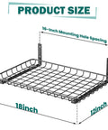 Heavy Duty Wall Mounted Garage Shelves 12x18 Inches Two Pack, Metal Shelf Rack, Black Rust Resistant Steel, 60 Lb Per Shelf, Space Saving