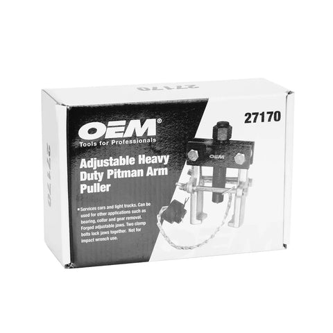 Box of Heavy Duty Pitman Arm Puller Tool For Cars And Light Trucks with Adjustable Jaws and Ball Head Pressure Screw