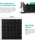 50 Pack Pyramid Acoustic Foam Panels 2 By 12 By 12 Inches For Walls And Ceilings Studio Grade Soundproofing Black, dimensions, density info