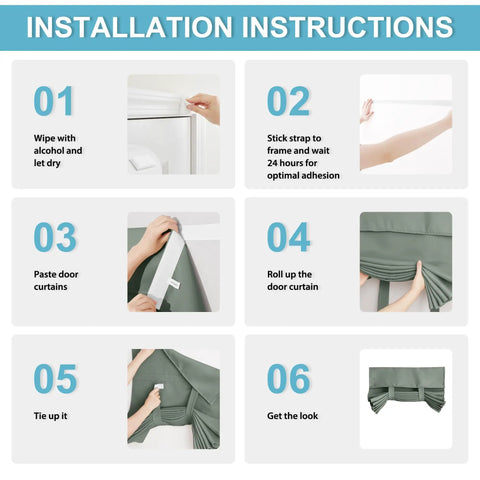 Installation steps for Door Window Curtain Panel For French Doors Skylight And Patio, Room Darkening Draft Blocking Thermal Insulated Privacy Shade.