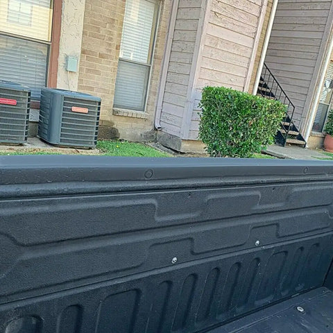 Tailgate Molding Cap Top Cover For 2007 2013 Toyota Tundra installed on vehicle's tailgate, showing durable black plastic finish.